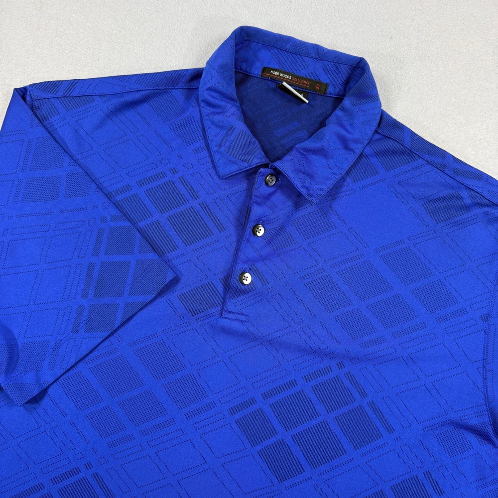 Nike Tiger Woods Collection Golf Polo Shirt Mens Large Blue Dri-Fit Performance